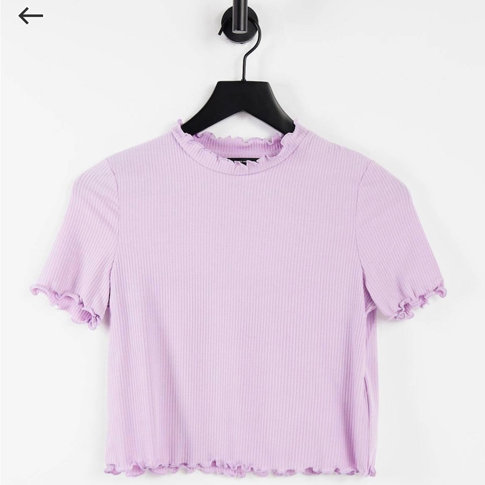 Vero Moda crop t-shirt with lettuce hem in Lilac